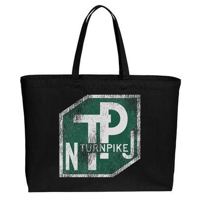 Distressed New Jersey Turnpike State Road Sign Cotton Canvas Jumbo Tote