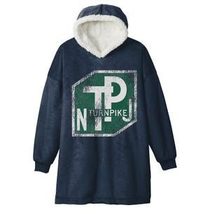 Distressed New Jersey Turnpike State Road Sign Hooded Wearable Blanket