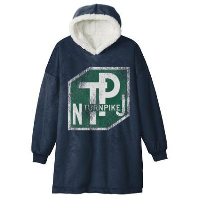 Distressed New Jersey Turnpike State Road Sign Hooded Wearable Blanket