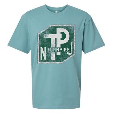 Distressed New Jersey Turnpike State Road Sign Sueded Cloud Jersey T-Shirt