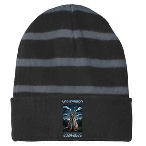 Drones New Jersey Ufo Uap Alien Invasion Striped Beanie with Solid Band