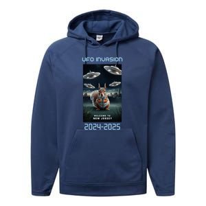 Drones New Jersey Ufo Uap Alien Invasion Performance Fleece Hoodie