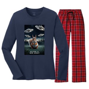 Drones New Jersey Ufo Uap Alien Invasion Women's Long Sleeve Flannel Pajama Set 