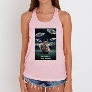 Drones New Jersey Ufo Uap Alien Invasion Women's Knotted Racerback Tank