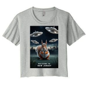 Drones New Jersey Ufo Uap Alien Invasion Women's Crop Top Tee