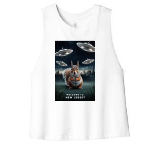 Drones New Jersey Ufo Uap Alien Invasion Women's Racerback Cropped Tank