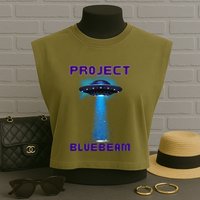 Drones New Jersey Ufo Uap Alien Invasion Project Bluebeam Garment-Dyed Women's Muscle Tee