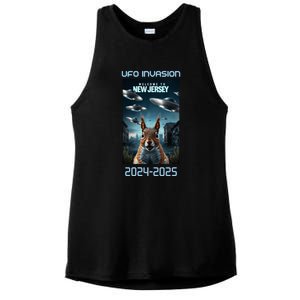 Drones New Jersey Ufo Uap Alien Invasion Ladies PosiCharge Tri-Blend Wicking Tank