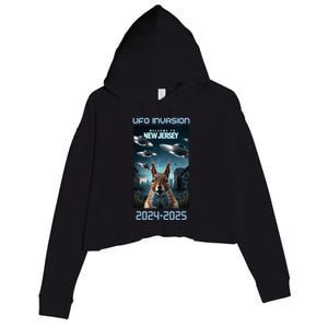 Drones New Jersey Ufo Uap Alien Invasion Crop Fleece Hoodie