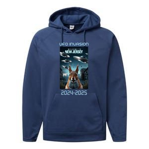 Drones New Jersey Ufo Uap Alien Invasion Performance Fleece Hoodie