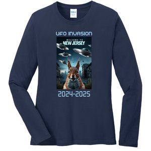 Drones New Jersey Ufo Uap Alien Invasion Ladies Long Sleeve Shirt