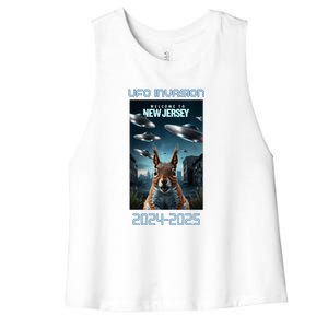 Drones New Jersey Ufo Uap Alien Invasion Women's Racerback Cropped Tank