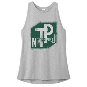 Distressed New Jersey Turnpike State Road Sign Ladies PosiCharge Tri-Blend Wicking Tank