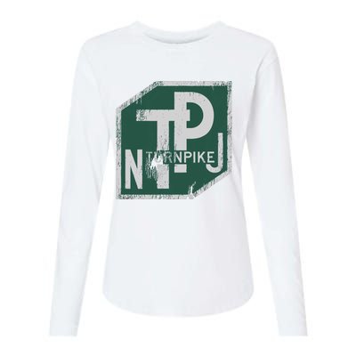 Distressed New Jersey Turnpike State Road Sign Womens Cotton Relaxed Long Sleeve T-Shirt