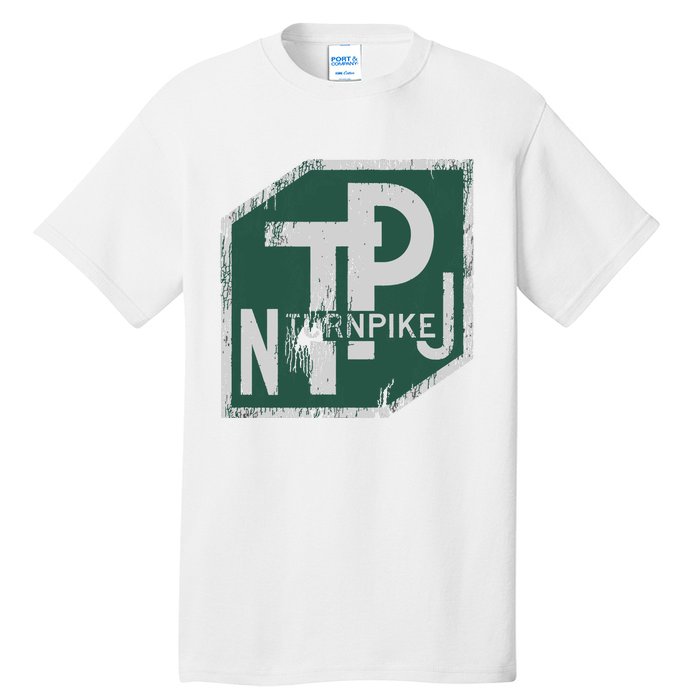 Distressed New Jersey Turnpike State Road Sign Tall T-Shirt