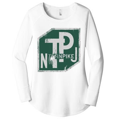 Distressed New Jersey Turnpike State Road Sign Women's Perfect Tri Tunic Long Sleeve Shirt