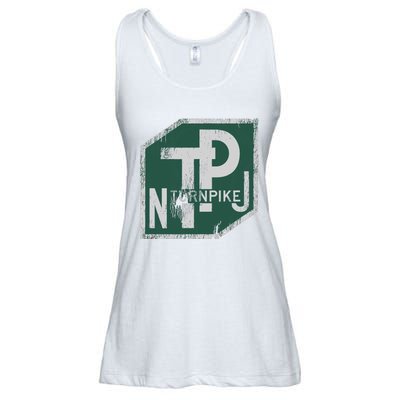 Distressed New Jersey Turnpike State Road Sign Ladies Essential Flowy Tank