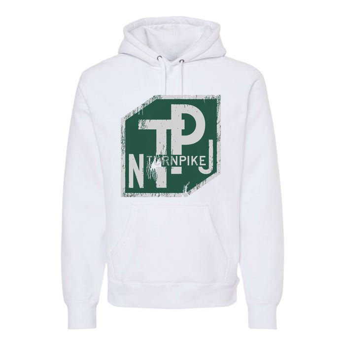 Distressed New Jersey Turnpike State Road Sign Premium Hoodie