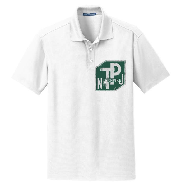 Distressed New Jersey Turnpike State Road Sign Dry Zone Grid Polo