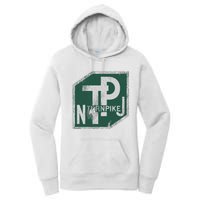 Distressed New Jersey Turnpike State Road Sign Women's Pullover Hoodie