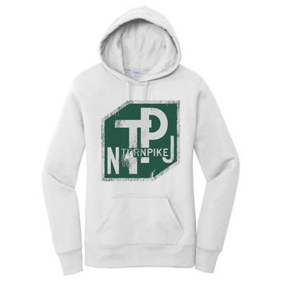 Distressed New Jersey Turnpike State Road Sign Women's Pullover Hoodie