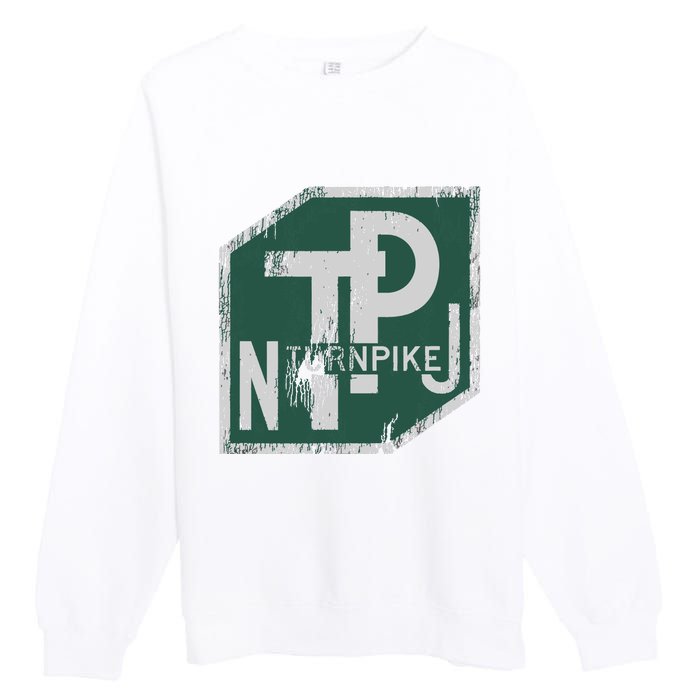 Distressed New Jersey Turnpike State Road Sign Premium Crewneck Sweatshirt