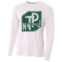 Distressed New Jersey Turnpike State Road Sign Cooling Performance Long Sleeve Crew