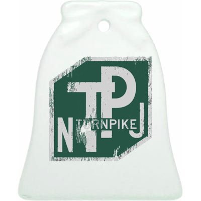 Distressed New Jersey Turnpike State Road Sign Ceramic Bell Ornament