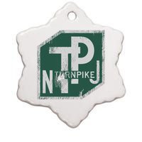 Distressed New Jersey Turnpike State Road Sign Ceramic Star Ornament