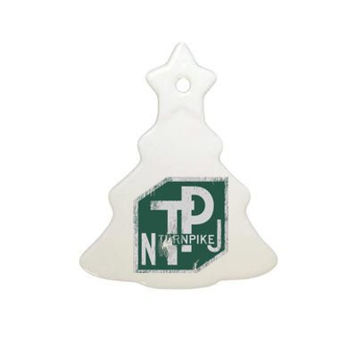 Distressed New Jersey Turnpike State Road Sign Ceramic Tree Ornament