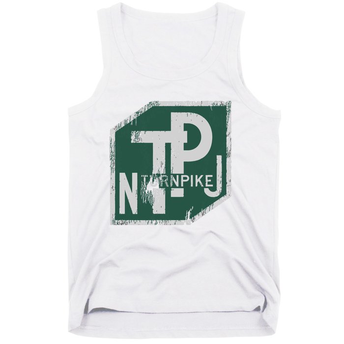 Distressed New Jersey Turnpike State Road Sign Tank Top