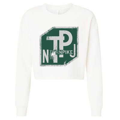 Distressed New Jersey Turnpike State Road Sign Cropped Pullover Crew