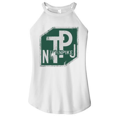 Distressed New Jersey Turnpike State Road Sign Women's Perfect Tri Rocker Tank