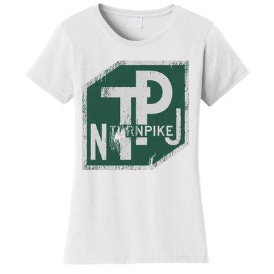 Distressed New Jersey Turnpike State Road Sign Women's T-Shirt