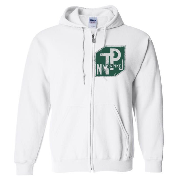 Distressed New Jersey Turnpike State Road Sign Full Zip Hoodie