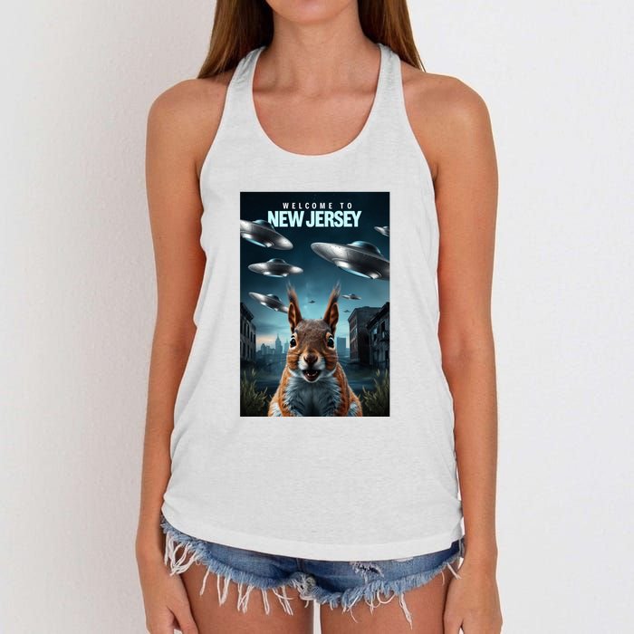 Drones New Jersey Ufo Uap Alien Invasion Women's Knotted Racerback Tank