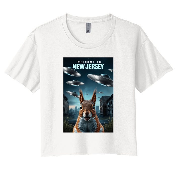 Drones New Jersey Ufo Uap Alien Invasion Women's Crop Top Tee