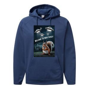 Drones New Jersey Ufo Uap Alien Invasion Performance Fleece Hoodie