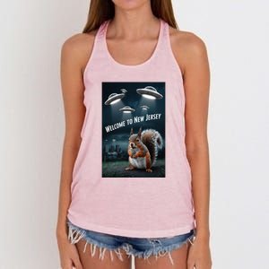 Drones New Jersey Ufo Uap Alien Invasion Women's Knotted Racerback Tank