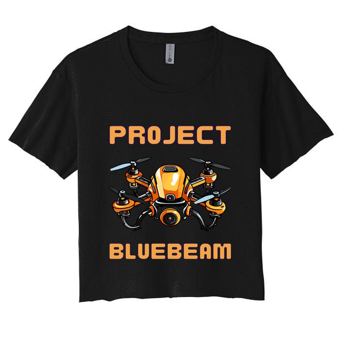 Drones New Jersey Ufo Uap Alien Invasion Project Bluebeam Women's Crop Top Tee