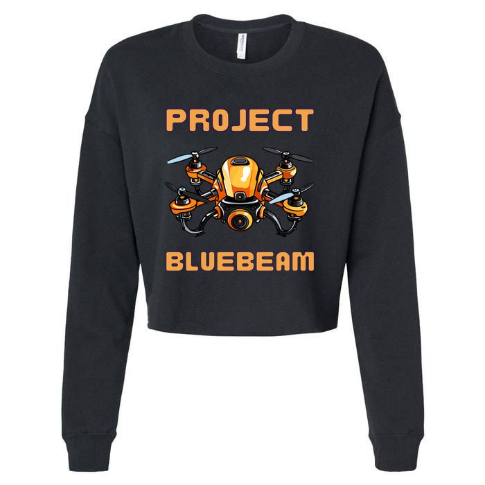 Drones New Jersey Ufo Uap Alien Invasion Project Bluebeam Cropped Pullover Crew