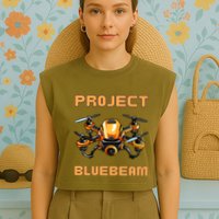 Drones New Jersey Ufo Uap Alien Invasion Project Bluebeam Garment-Dyed Women's Muscle Tee