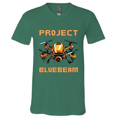 Drones New Jersey Ufo Uap Alien Invasion Project Bluebeam V-Neck T-Shirt