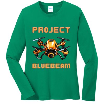 Drones New Jersey Ufo Uap Alien Invasion Project Bluebeam Ladies Long Sleeve Shirt