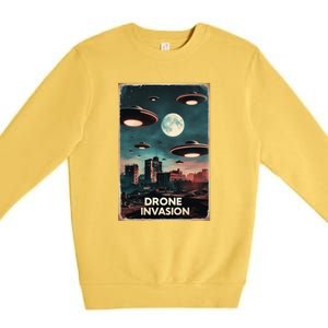 Drones New Jersey Ufo Uap Alien Invasion Premium Crewneck Sweatshirt