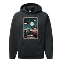 Drones New Jersey Ufo Uap Alien Invasion Performance Fleece Hoodie