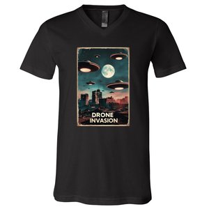 Drones New Jersey Ufo Uap Alien Invasion V-Neck T-Shirt