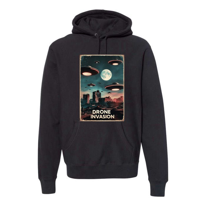 Drones New Jersey Ufo Uap Alien Invasion Premium Hoodie