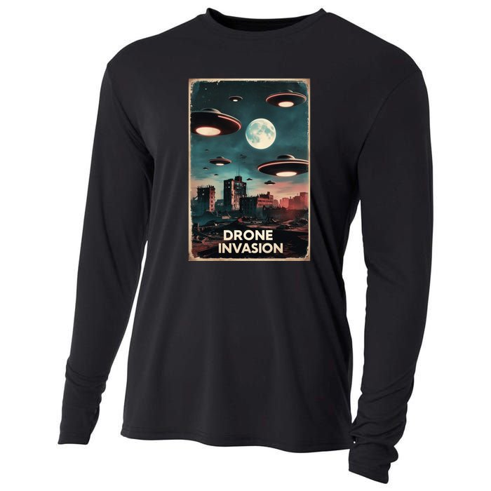 Drones New Jersey Ufo Uap Alien Invasion Cooling Performance Long Sleeve Crew