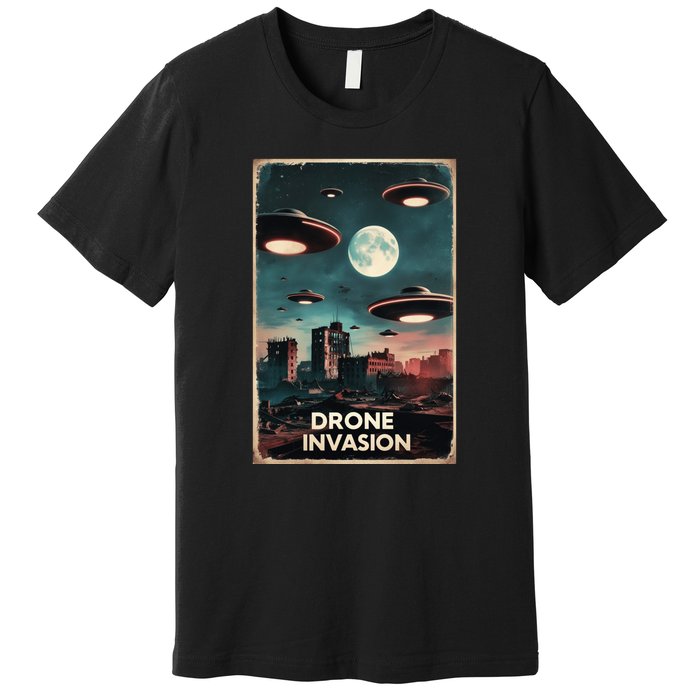 Drones New Jersey Ufo Uap Alien Invasion Premium T-Shirt